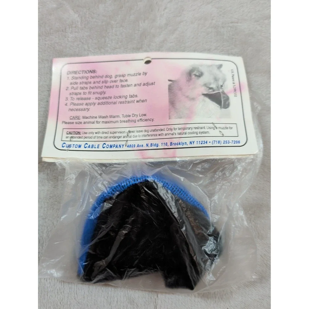 Pro-Guard Softie Dog Muzzle Medium Blue Black Breathable Mesh Custom Cable‎ Co